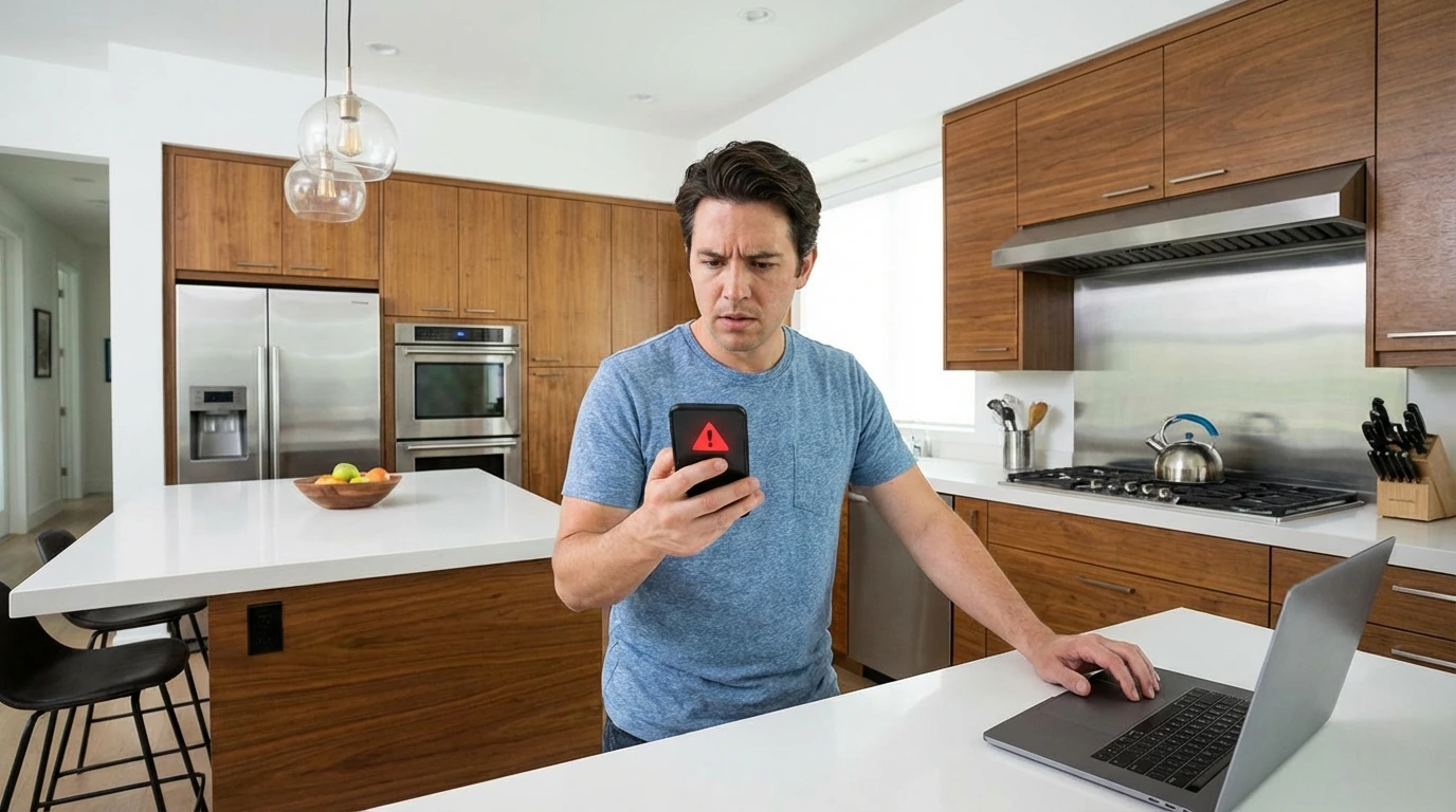Smartphone showing fraud alert notification from bank app